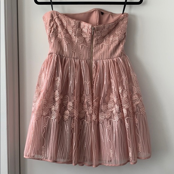 Pink Sequin strapless Bebe dress, size 6 - Picture 3 of 6